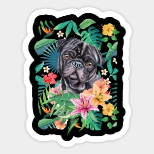 Tropical Pug 1 Sticker